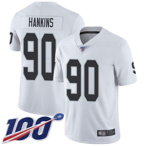 Men Oakland Raiders Limited White Johnathan Hankins Road Jersey NFL Football #90 100th Season Jersey